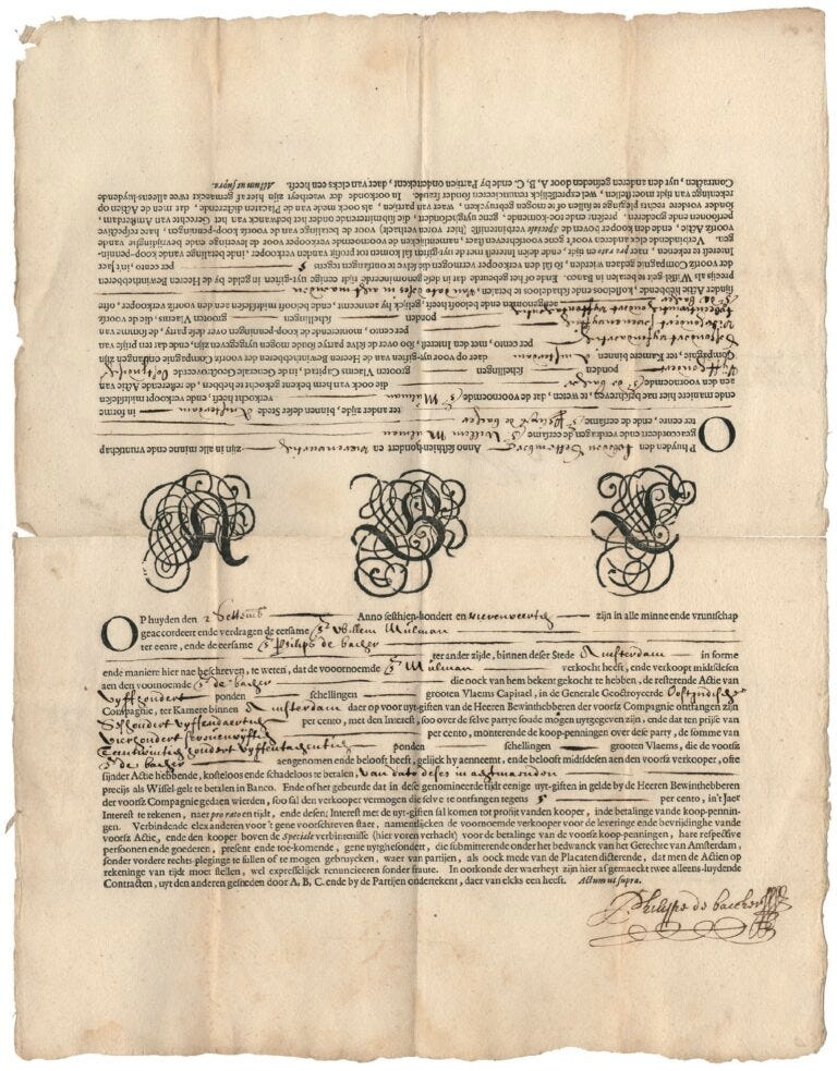 17th century forward contract 17th century forward contract