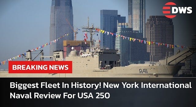 America's 250th Anniversary: World's Largest Fleet Of Naval Warships Floods NYC! For USA 250 | AQ14 - YouTube America's 250th Anniversary: World's Largest Fleet Of Naval Warships Floods NYC! For USA 250 | AQ14 - YouTube